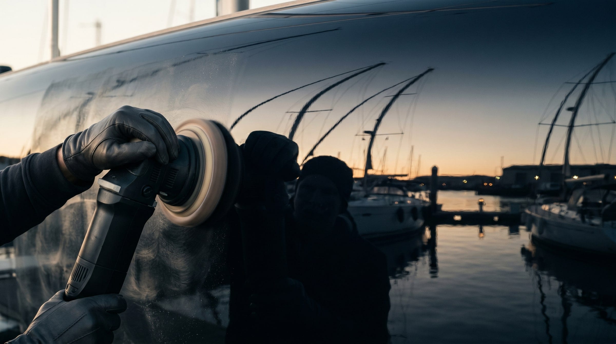 Yacht hull gelcoat correction