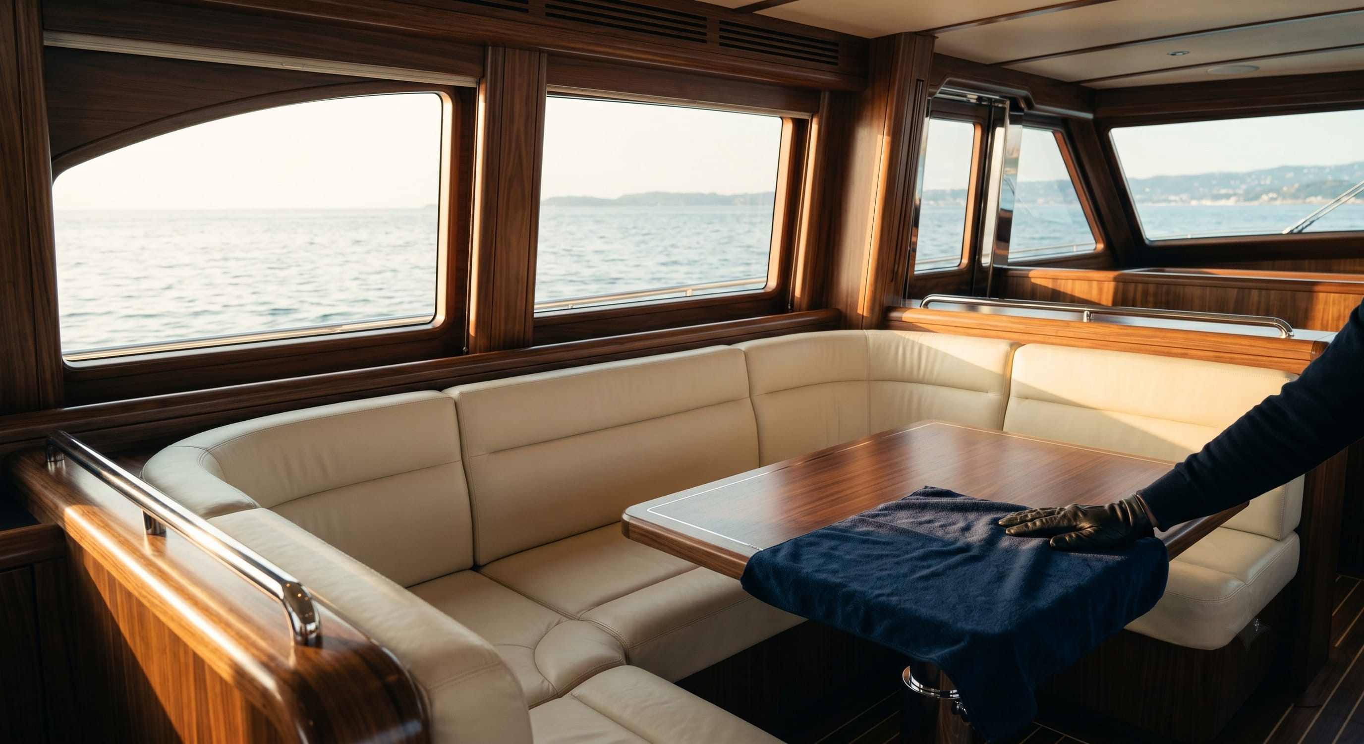 Yacht interior cabin detailing